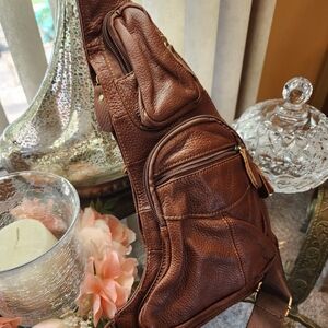 Elegant Brown Leather Crossbody Bag